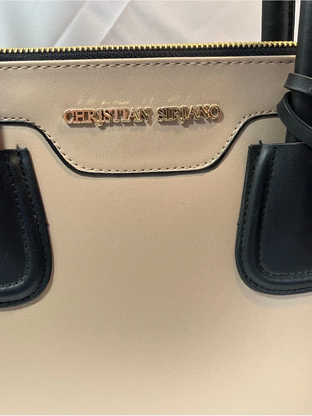 NWOT - Christian Siriano for Payless Colorblock Satchel - Beige, White & Black
